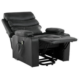 Beliani Electric Recliner Chair Eter With Footrest Faux Leather Black - thumbnail 4