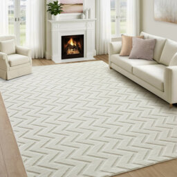 Bedlooms Cream High Low Pile Rug 200X290Cm, Soft Thick Piles, Diamond Pattern, Modern Area Rugs And Living Room Rug - thumbnail 9