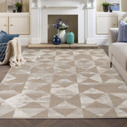 Hamilton Modern Metallic Sheen Area Rug - Mosaic Geometric Triangle Design Mocha 200Cm X 290Cm - thumbnail 5