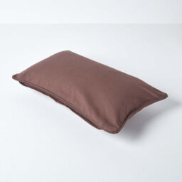 Homescapes Cotton Plain Chocolate Rectangular Cushion Cover, 30 X 50 Cm - thumbnail 3