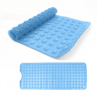 Oxford Homeware Suction Cups Gripper Shower Bath Mat Machine Washable Anti Mould And Mildew Bathroom Mat (Light Blue, 38X70Cm) - image 1