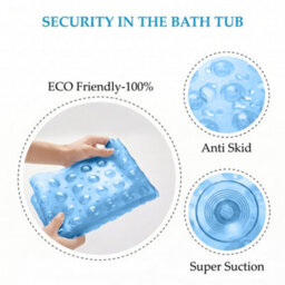 Oxford Homeware Suction Cups Gripper Shower Bath Mat Machine Washable Anti Mould And Mildew Bathroom Mat (Light Blue, 38X70Cm) - thumbnail 3