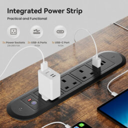 Electric Standing Desk With Power Outlets, 180 X 80 Cm Sit Stand Desk With 2 Drawers, Usb Ports,height Adjustable, Brown - thumbnail 4