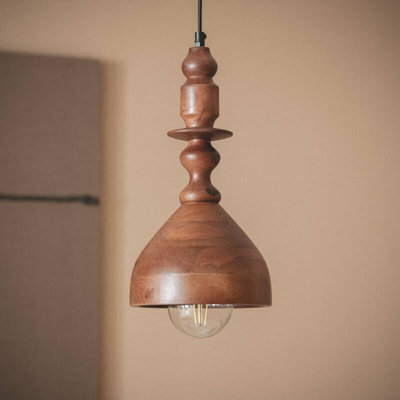 Edit Eravur Wood Ceiling Pendant Light Dark Brown - image 1