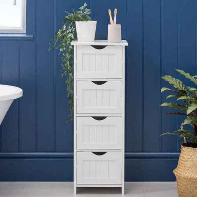 Floor Storage Cabinet Waterproof Bathroom Cabinet Pvc Storage Unit With 4 Drawers 30 X 30 X 82 Cm For Living Room, Kitchen, Entryw - image 1