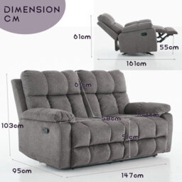 Manual Recliner Sofa, Fabric Upholstery Recliner Loverseat - thumbnail 9