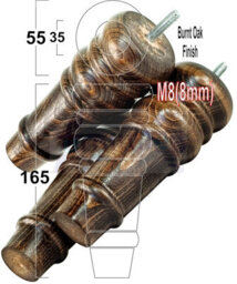 L&F 4 Replacement Furniture Feet Burnt Oak Turned Wooden Legs 165mm High Settee Chairs Sofas Footstools M8 (8mm) Tsp2071 - thumbnail 1