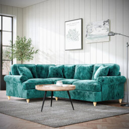Alfie Emerald Left Hand Corner Sofa For Living Room - Fully Assembled By Roseland Furniture - thumbnail 2