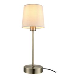 GoodHome Nunbird Plain Conical Matt Taupe Antique Brass Effect Table Lamp - thumbnail 8