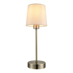 GoodHome Nunbird Plain Conical Matt Taupe Antique Brass Effect Table Lamp - thumbnail 3