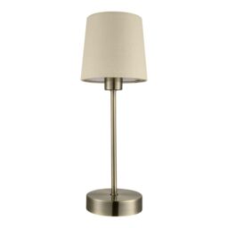 GoodHome Nunbird Plain Conical Matt Taupe Antique Brass Effect Table Lamp - thumbnail 2