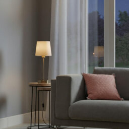 GoodHome Nunbird Plain Conical Matt Taupe Antique Brass Effect Table Lamp