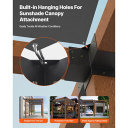 Vevor Pergola Kit, 4X4 Inch Pergola Brackets For 3.5X3.5 Inch Wood Beams In Actual Dimension, For Outdoor Pergolas - thumbnail 5