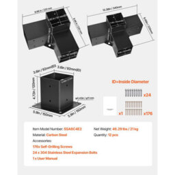 Vevor Pergola Kit, 4X4 Inch Pergola Brackets For 3.5X3.5 Inch Wood Beams In Actual Dimension, For Outdoor Pergolas - thumbnail 7