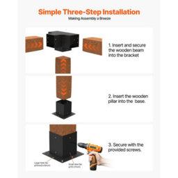 Vevor Pergola Kit, 4X4 Inch Pergola Brackets For 3.5X3.5 Inch Wood Beams In Actual Dimension, For Outdoor Pergolas - thumbnail 6