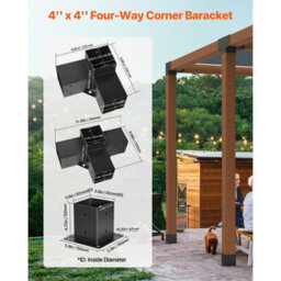 Vevor Pergola Kit, 4X4 Inch Pergola Brackets For 3.5X3.5 Inch Wood Beams In Actual Dimension, For Outdoor Pergolas - thumbnail 2