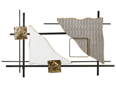 Wyld And Coco Metal Wall Decor, Multicolour Gold Finish, Large Horizontal Iron Art (W78 X D4 X H45Cm) - image 1