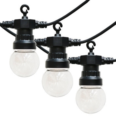 Valuelights 10 Pack Ip44 Rated 5.7M Integrated Warm White Led Festoon Clear Globe String Lights - image 1