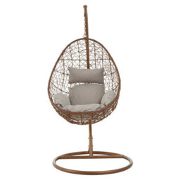 Orsina Luxurious Brown Rattan Hanging Chair, Versatile Lounge Chair, Sturdy Bedroom Chair, Modern Garden Chair - thumbnail 2