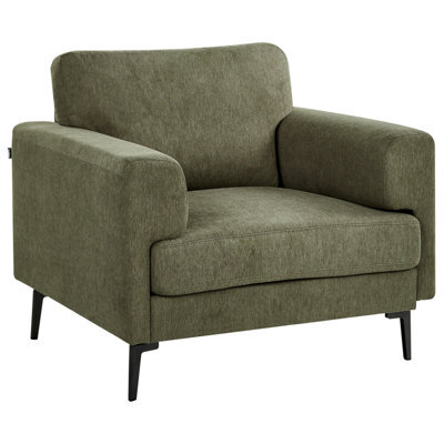 Beliani Industrial Armchair Lousto Fabric Green - image 1