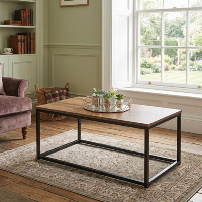 Home Luxe Interiors Tromso Dark Wood Coffee Table With Black Metal Frame For Living Room - image 1