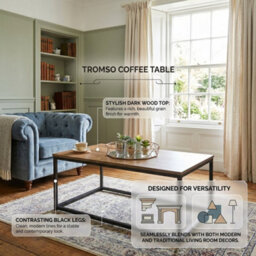 Home Luxe Interiors Tromso Dark Wood Coffee Table With Black Metal Frame For Living Room - thumbnail 6