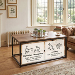Home Luxe Interiors Tromso Dark Wood Coffee Table With Black Metal Frame For Living Room - thumbnail 8