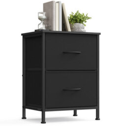Songmics Nightstand With 2 Non-Woven Fabric Drawers, Chest Of Drawers For Bedroom, Closet, Black - thumbnail 2