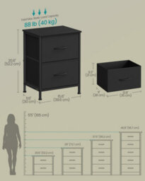 Songmics Nightstand With 2 Non-Woven Fabric Drawers, Chest Of Drawers For Bedroom, Closet, Black - thumbnail 5