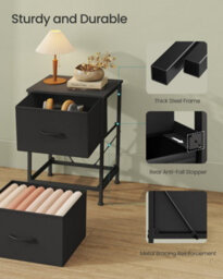 Songmics Nightstand With 2 Non-Woven Fabric Drawers, Chest Of Drawers For Bedroom, Closet, Black - thumbnail 6