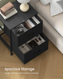 Songmics Nightstand With 2 Non-Woven Fabric Drawers, Chest Of Drawers For Bedroom, Closet, Black - thumbnail 3