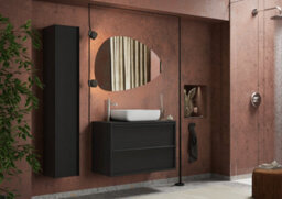 FurniComp LTD Furnicomp Verona Black Oak 2 Drawer 1050mm Wall Hung Vanity Unit With Basin - thumbnail 9