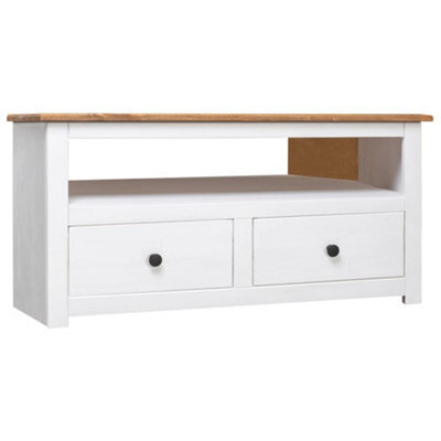 Berkfield Corner Tv Cabinet White 93X49X49 Cm Solid Pine Panama Range - image 1