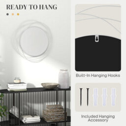 Homcom Metal Wall Art 65Cm Round Mirror For Living Room Dining Room Silver - thumbnail 5