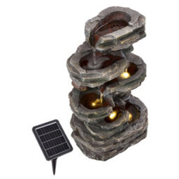 Living And Home 6-Tier Resin Solar-Powered Water Fountain Outdoor Gardening Decor, Faux Stone Design,  60Cm (H) - thumbnail 3