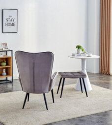 Kosy Koala Recliner Sofa Lounge Chair With Footstool Grey Velvet Sofa Living Room Furniture - thumbnail 3