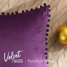 Deconovo 2 Pack Poms Large Crushed Velvet Cushion Covers With Invisible Zipper 55Cm X 55Cm Grape Purple - thumbnail 3