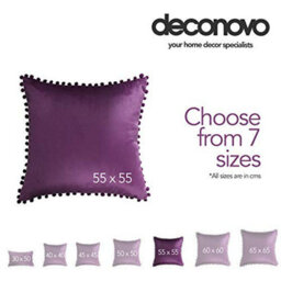 Deconovo 2 Pack Poms Large Crushed Velvet Cushion Covers With Invisible Zipper 55Cm X 55Cm Grape Purple - thumbnail 4
