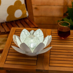 Valuelights White Solar Powered Outdoor Waterlily Lotus Flower Decoration Garden Light - thumbnail 1