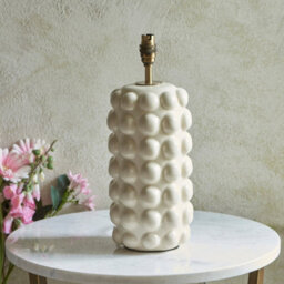 Luminosa Lighting Luminosa Bobble White Crackle Glaze Table Lamp With Pearl Grey Fabric Ikat Shade 35Cm B22 - thumbnail 5