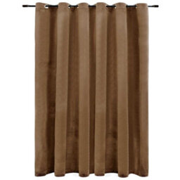 Berkfield Blackout Curtain With Metal Rings Velvet Beige 290X245 Cm - thumbnail 2