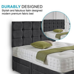 Dining Tables Rio Matching Headboard Divan Set, 2 Drawer On Same Side With Sprung 1500 Comfort Mattress - King - thumbnail 3