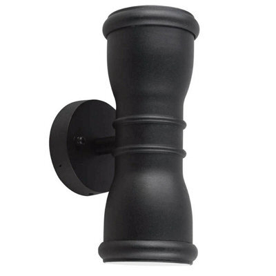 Stylish Outdoor Ip44 Twin Wall Light Sconce With Black Finish And Led Bulbs