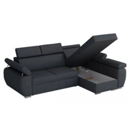 Boston Mini Premium Corner Sofa Bed Corduroy Upholstery Storage Bonell Springs Support Dark Grey Right Corner Side - thumbnail 5