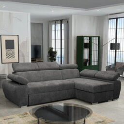 Boston Mini Premium Corner Sofa Bed Corduroy Upholstery Storage Bonell Springs Support Dark Grey Right Corner Side - thumbnail 2