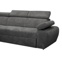 Boston Mini Premium Corner Sofa Bed Corduroy Upholstery Storage Bonell Springs Support Dark Grey Right Corner Side - thumbnail 3