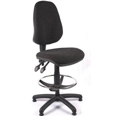 High Back Draughtsman Chair In Charcoal Fabric - image 1