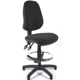 High Back Draughtsman Chair In Charcoal Fabric