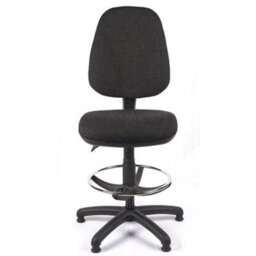 High Back Draughtsman Chair In Charcoal Fabric - thumbnail 3