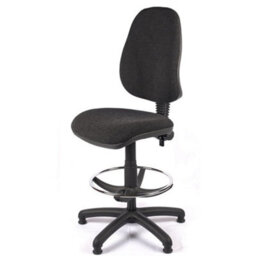 High Back Draughtsman Chair In Charcoal Fabric - thumbnail 2